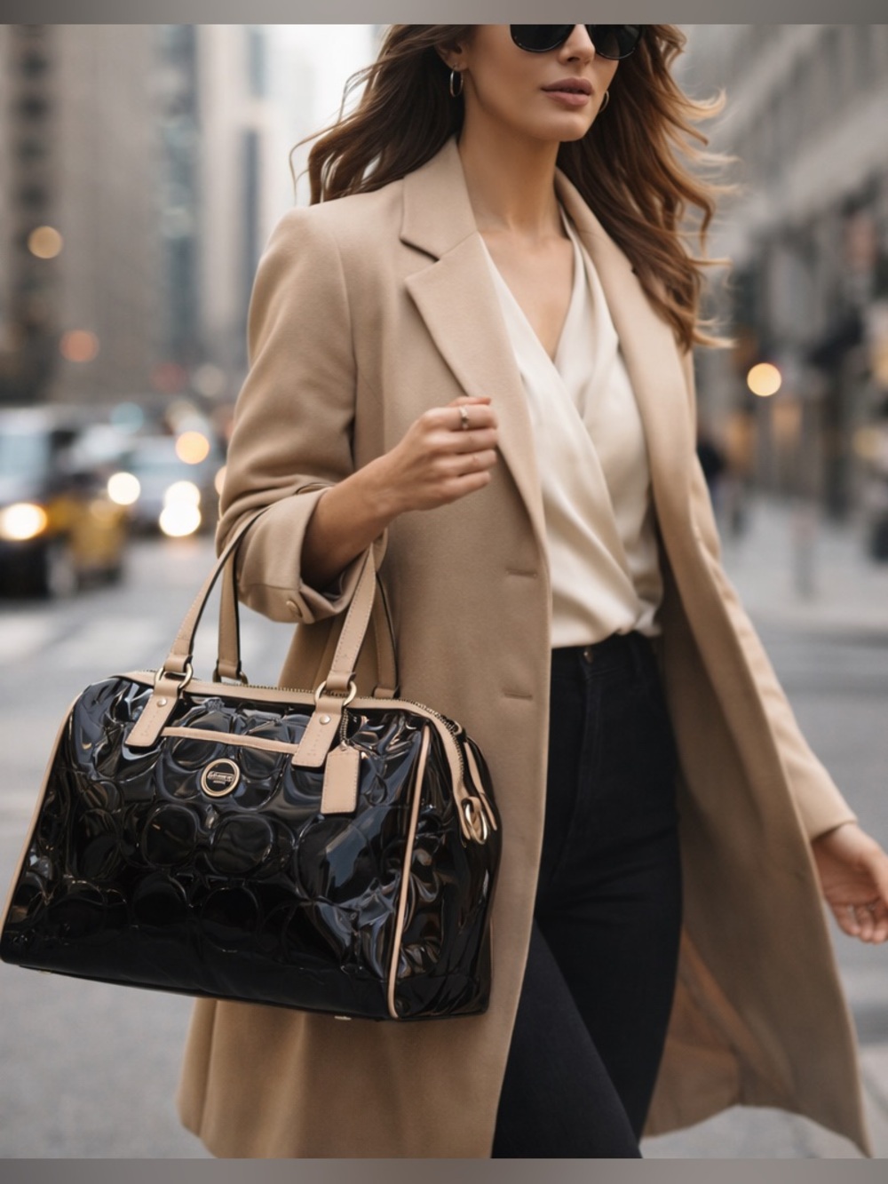 COACH Peyton F12589 Black Patent Embossed Satchel — circa 2013